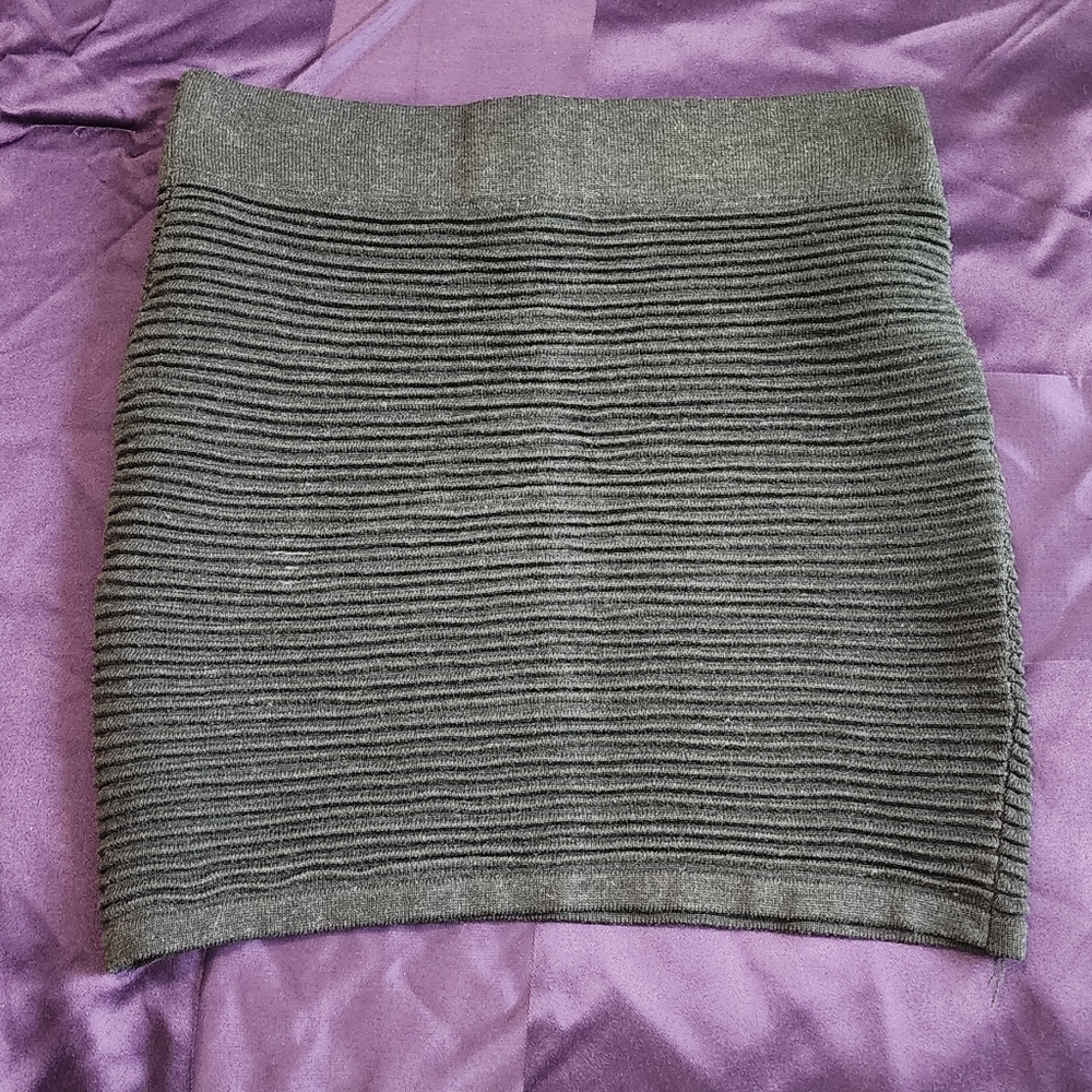 Poof Couture Women's Small Grey Bodycon Knitted Sweater Mini Skirt Ribbed Y2K